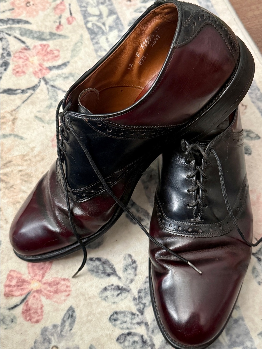 Allen Edmond Two-Tone Black & Brown Leather Wingtip Oxfords - Men's - Picture 7 of 10